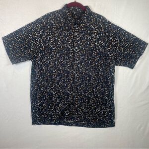 H&H Men's 100% Silk Short Sleeve Button Down Shirt Size Medium